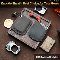 Vista 6 de VIPERADE PJ27 Funda de cuero para nudillos EDC, funda de monedas EDC para hombres, pequeña funda de cuero EDC para encendedor, llave de automóvil