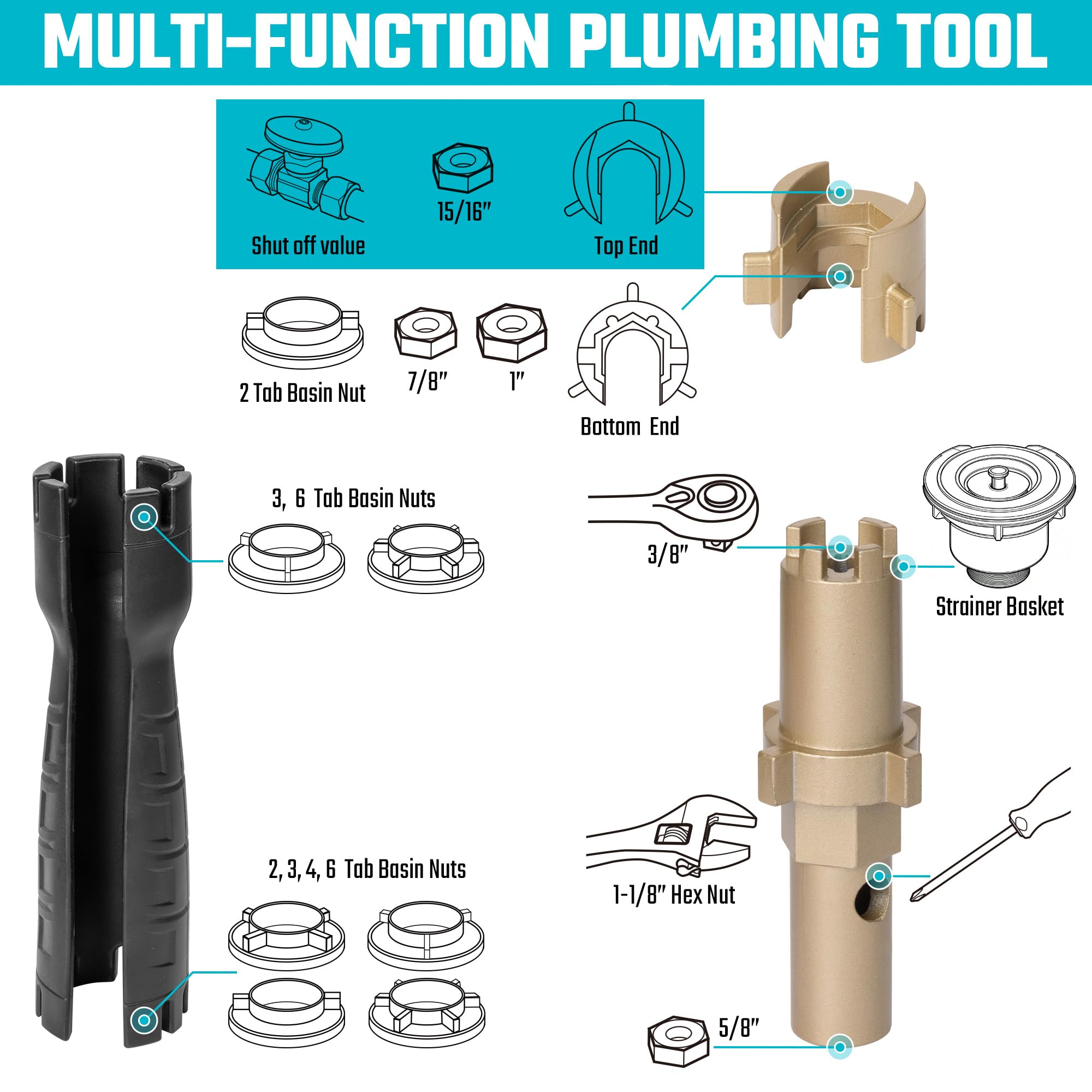 DURATECH Faucet Wrench - 8 in 1 Plumbing Tool -2