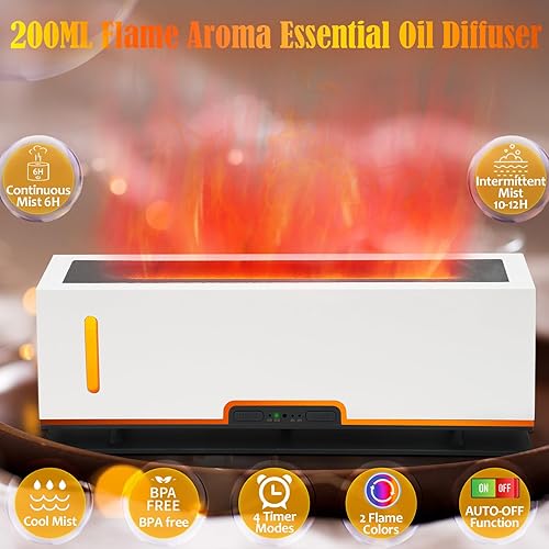 Miniatura 4 de Diffuserlove Difusor de llama humidificador de aceite esencial, difusor de aroma de escritorio de 6.8 fl oz para oficina en casa, difusor de aire