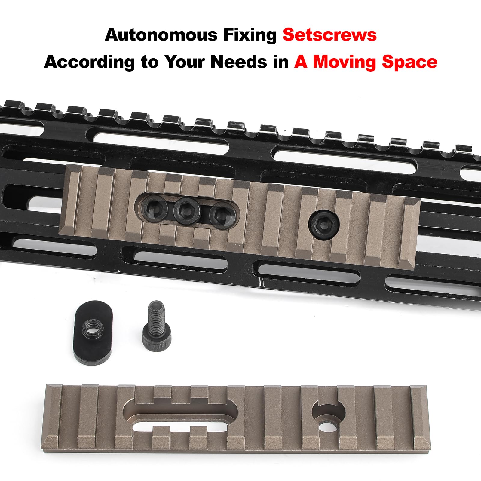 Tattico 3Pcs Picatinny Rail Alluminio Supporto Accessorio Mlok/Keymod Marrone