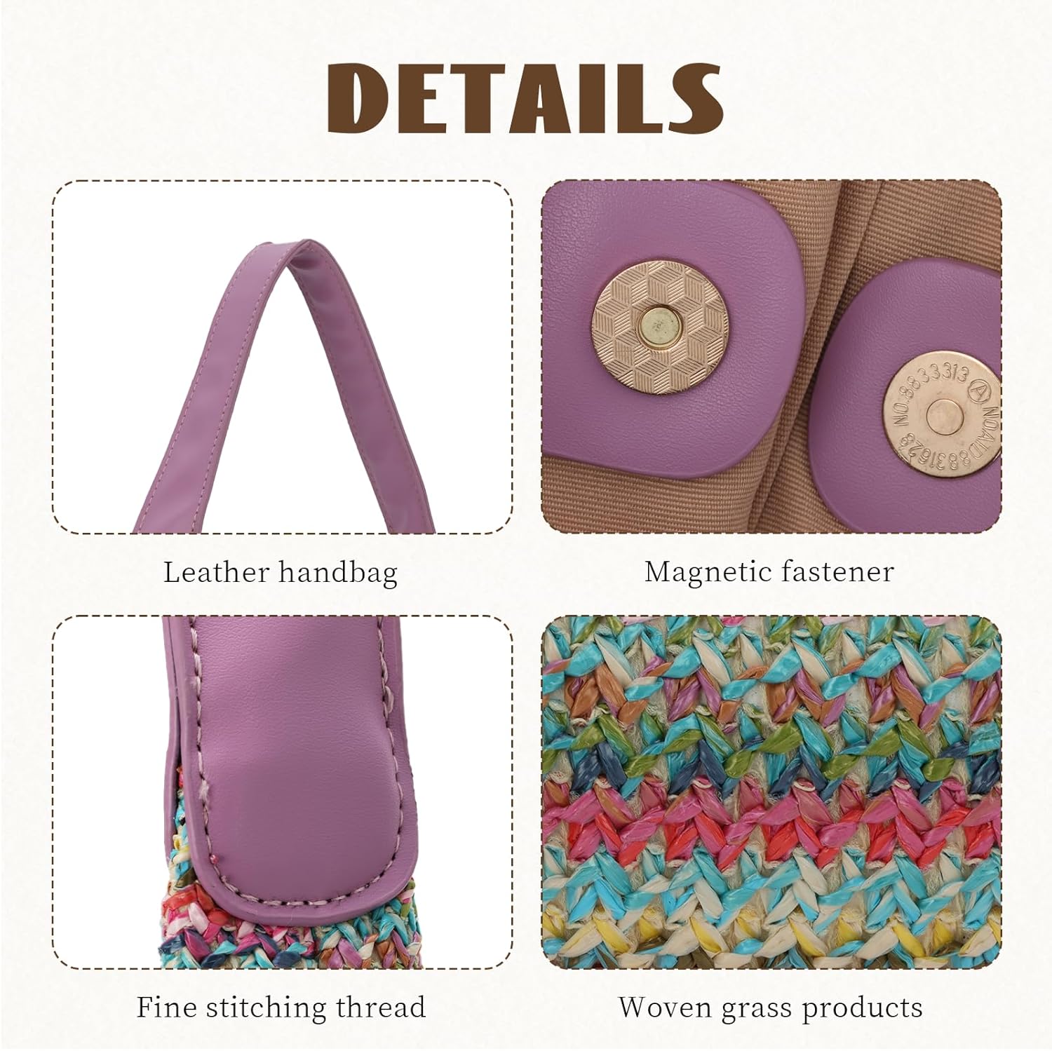 KUANG! Shoulder Bag for Women Straw Woven Tote Bag Summer Beach Bag Handbags