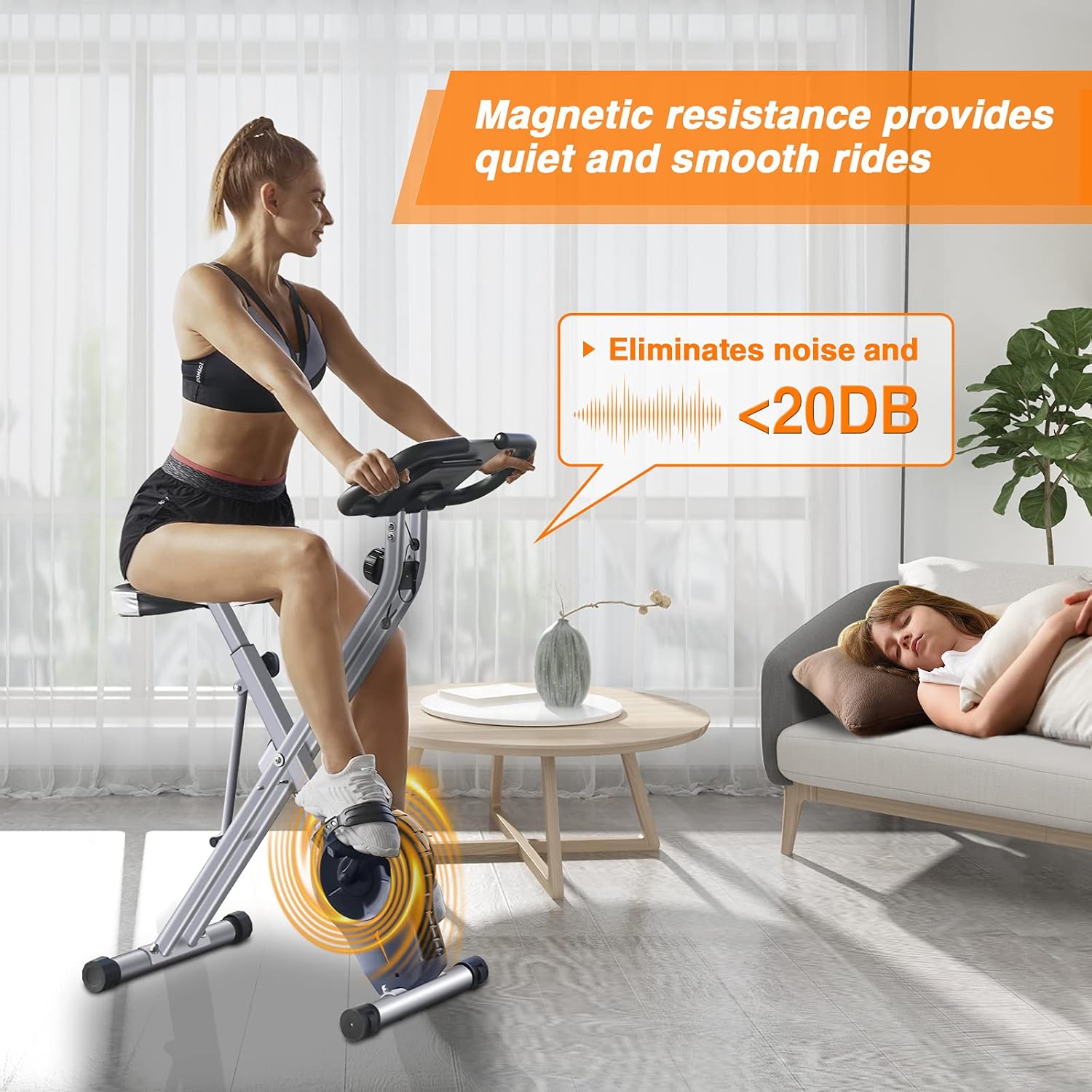 BCAN Folding Exercise Bike-Stationary Bikes Foldable with Magnetic Resistance,Pulse Monitor and Comfortable Seat : Sports & Outdoors