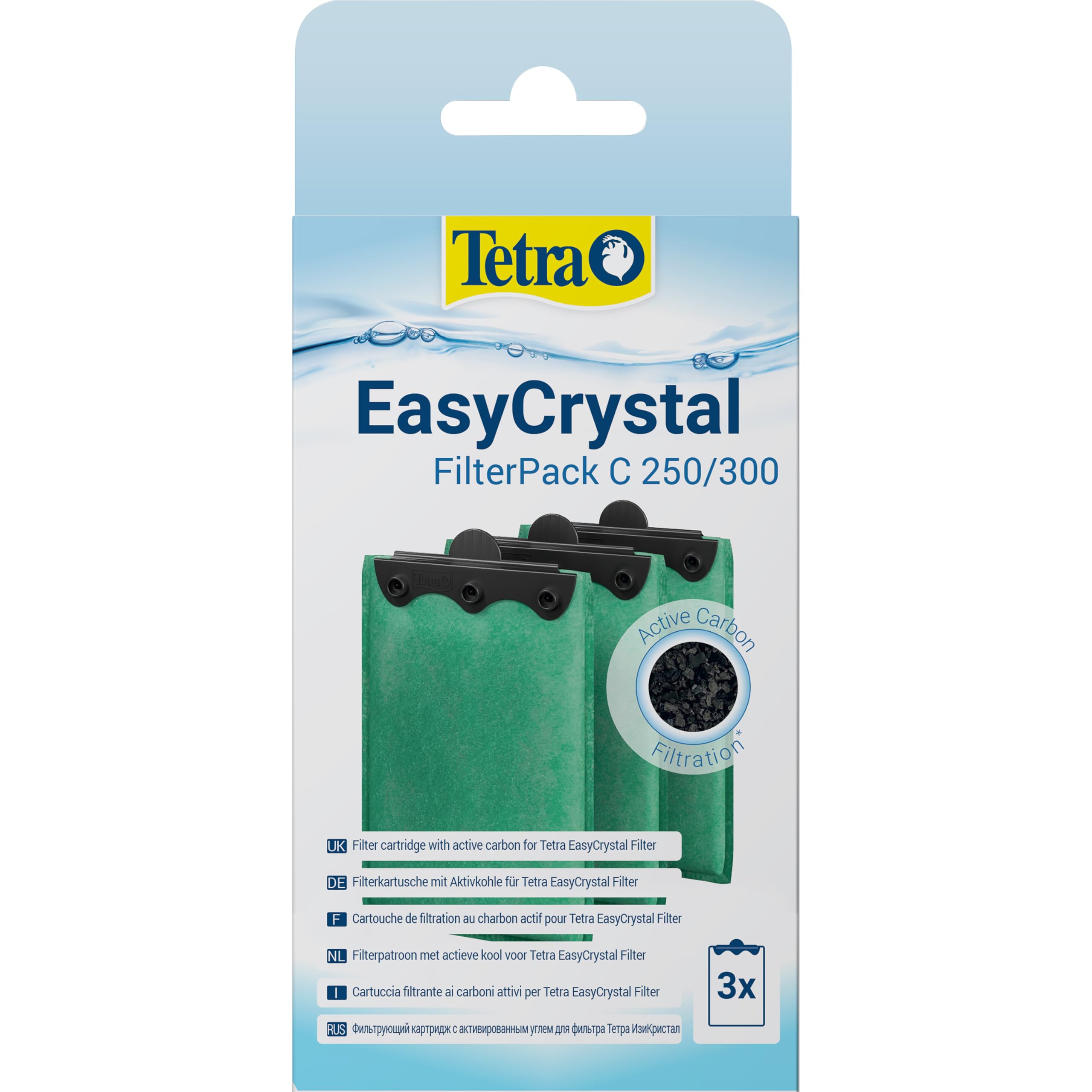 Tetra EasyCrystal Filter Pack C250/300 filter material with activated carbon, filter pads for EasyCrystal internal filters, suitable for aquariums from 15-60 liters, 3 pieces, Green