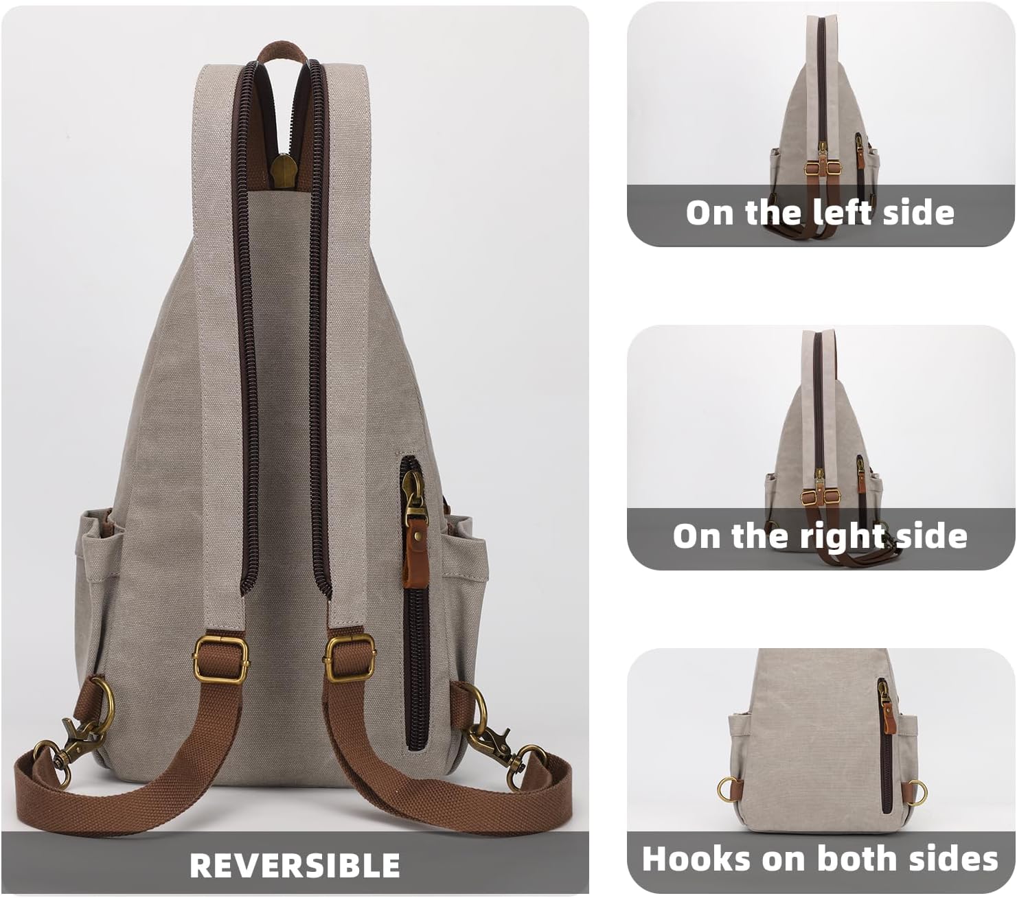 KouLi Buir Canvas Sling bag,Small Crossbody Backpack,Convertible Chest Bag Casual Daypack For Outdoor Cycling Hiking Travel - Image 4