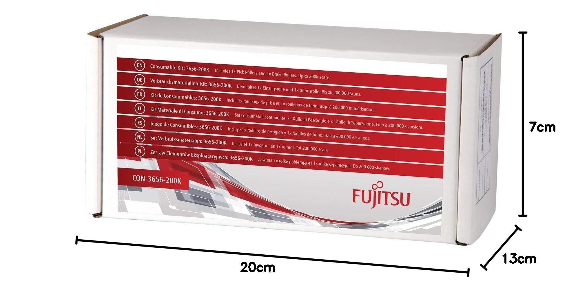 Fujitsu Kit de consumibles/PFU: 3656-200K para iX500. Incluye 1 Rodillo de Recogida y 1 Rodillo de Freno. Vida Estimada: hasta 200 K escaneados.