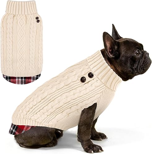 Miniatura 23 de KYEESE Suéter suave para perros pequeños, hembras, abrigado, de cuello alto, ropa elástica de punto para gatos, abrigo cómodo para mascotas