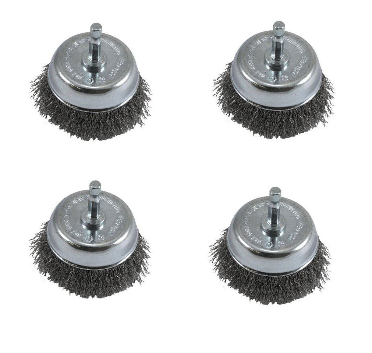 Forney 72731 Wire Cup Brush, Coarse Crimped with 1/4-Inch Hex Shank, 3-Inch-by-.012-Inch, Sold as 4 Pack