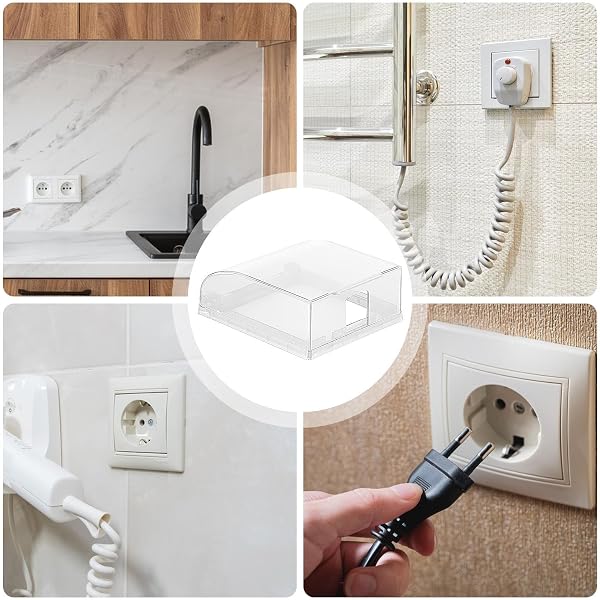 Copertura trasparente per presa elettrica – Protezione impermeabile per, design di sicurezza a prova di spruzzi, dimensioni 9,9 x 11,2 x 4,2 cm + 3,9 x 4,41 x 1,65 pollici, resistente materiale - 5