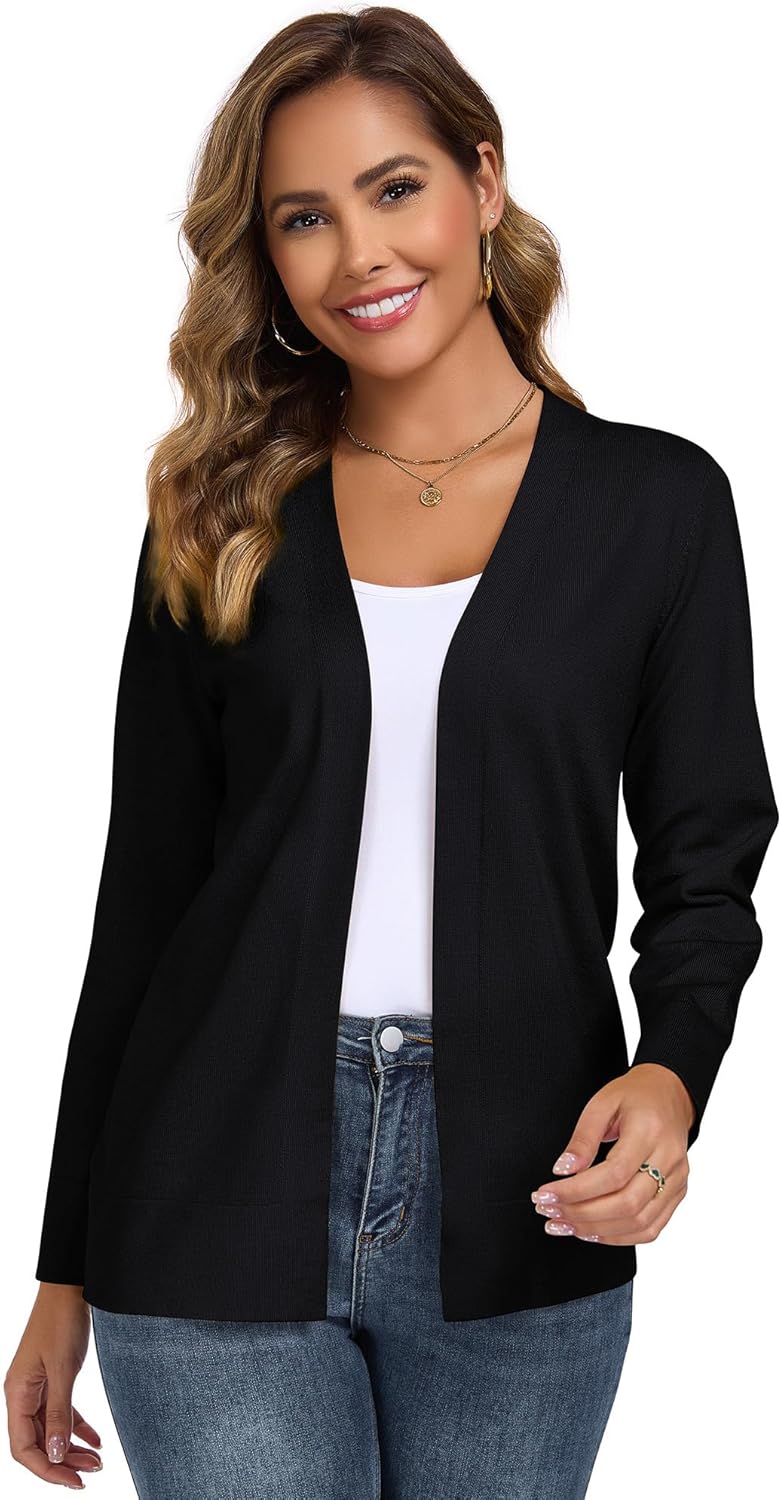 Cardigan Sweaters for Women Open Front Long Sleeve Lightweight Knit Sweater Cardigans