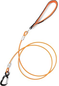 Mighty Paw Dog Leash - Anti Biting Pets Leashes - Chew Proof Metal Cable - Ideal for Large Dogs and Teething Puppies - Braide