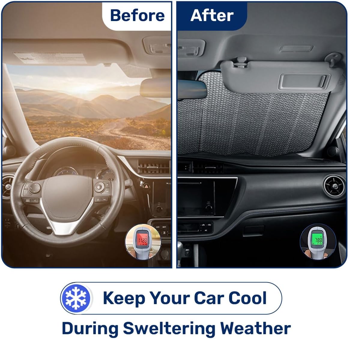 GENANY Husky Family Funny Windshield Sun Shade for Car SUV Truck (55x30 Inches), Sun Shade Windshield, Shades for Windows, Protector Blocks UV, Spring Car Decor