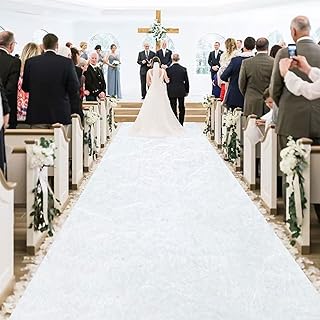 MODFUNS White Aisle Runner for Wedding Ceremony 4Ftx15Ft Wedding Rustic Aisle Runners Outdoor Wedding Decorations Aisle Runner Bridal Shower Aisle Floor Runner Velvet Aisle Runner Rug Prom Runway