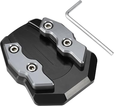 uxcell Motorcycle Kickstand Plate Pad Aluminum Alloy Compatible with Honda Adv-160 2022 Motorcycle Extended Foot Support with Wrench Black Gray 1 Set