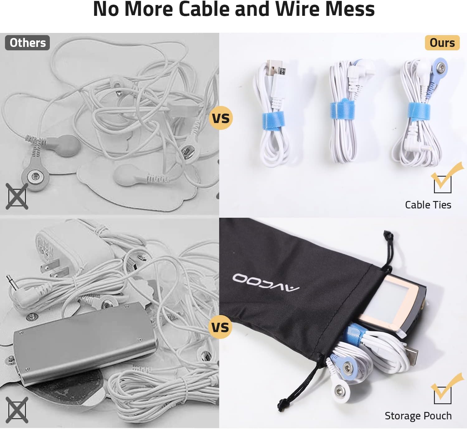 AVCOO Independent Dual Channel TENS EMS Unit Muscle Stimulator for Pain Relief Therapy, 20 Modes Electronic Pulse Massager with 12 Pads, Dust-Proof Bag, Fastening Cable Ties. : Health & Household
