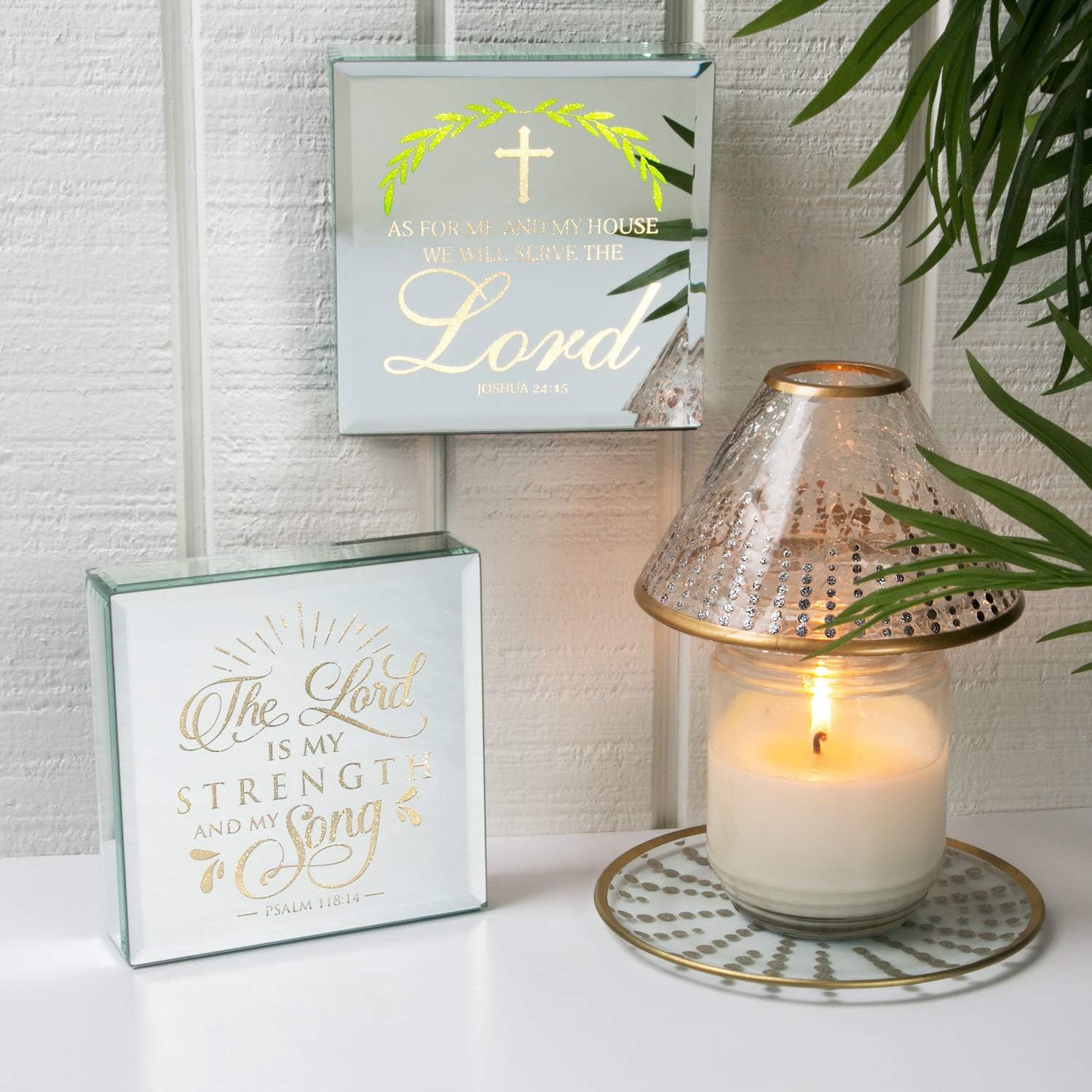 Pavilion Gift Company - As for Me and My House We Will Serve The Lord Joshua 21:45-6x6 Inch Mirror Light Up Plaque - AA Batteries Required - Not Included