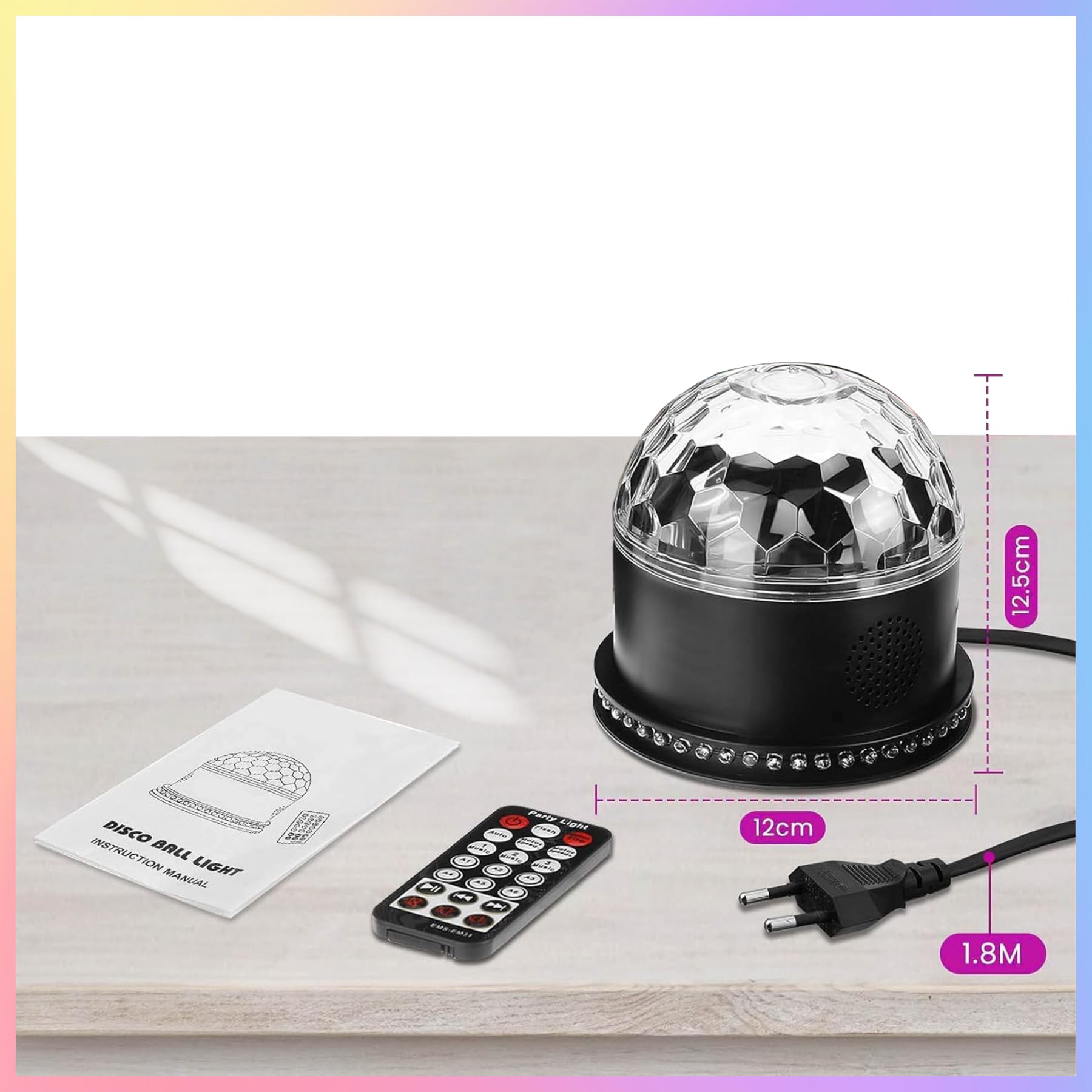 Luci Discoteca, BLITZWILL LED RGB palla da discoteca Luci per feste lettore musicale bluetooth, lampada da festa discoteca musica controllata con telecomando, spina UE per casa Natale KTV