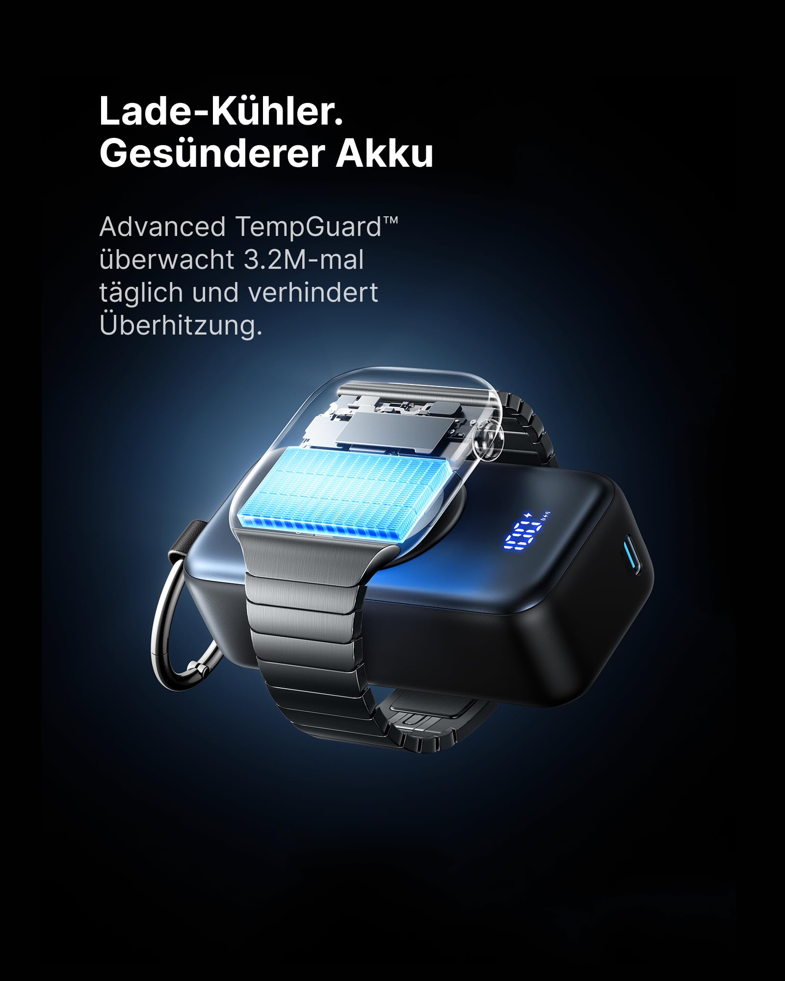 INIU Power Bank, Mini Powerbank für Apple Watch and iPhone mit USB-C Kabel, 5000mAh 20W Tragbare Externe Handyakkus, Uhrenständer Reise Gadgets Flugzeug für Apple Watch Ultra 11 10 9 SE, iPhone 17 16