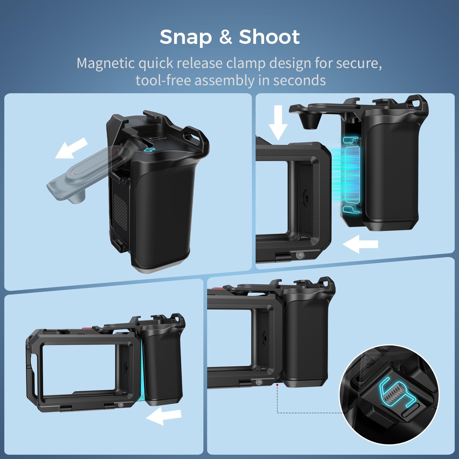 SMALLRIG Uchwyt Street Photography do DJI Osmo Action 5 Pro/4/3, szybkozłączka, przycisk migawki, stopka zimna, pasek na nadgarstek, otwór gwintowany 1/4 cala, uchwyt do DJI OEM i SmallRig -5826