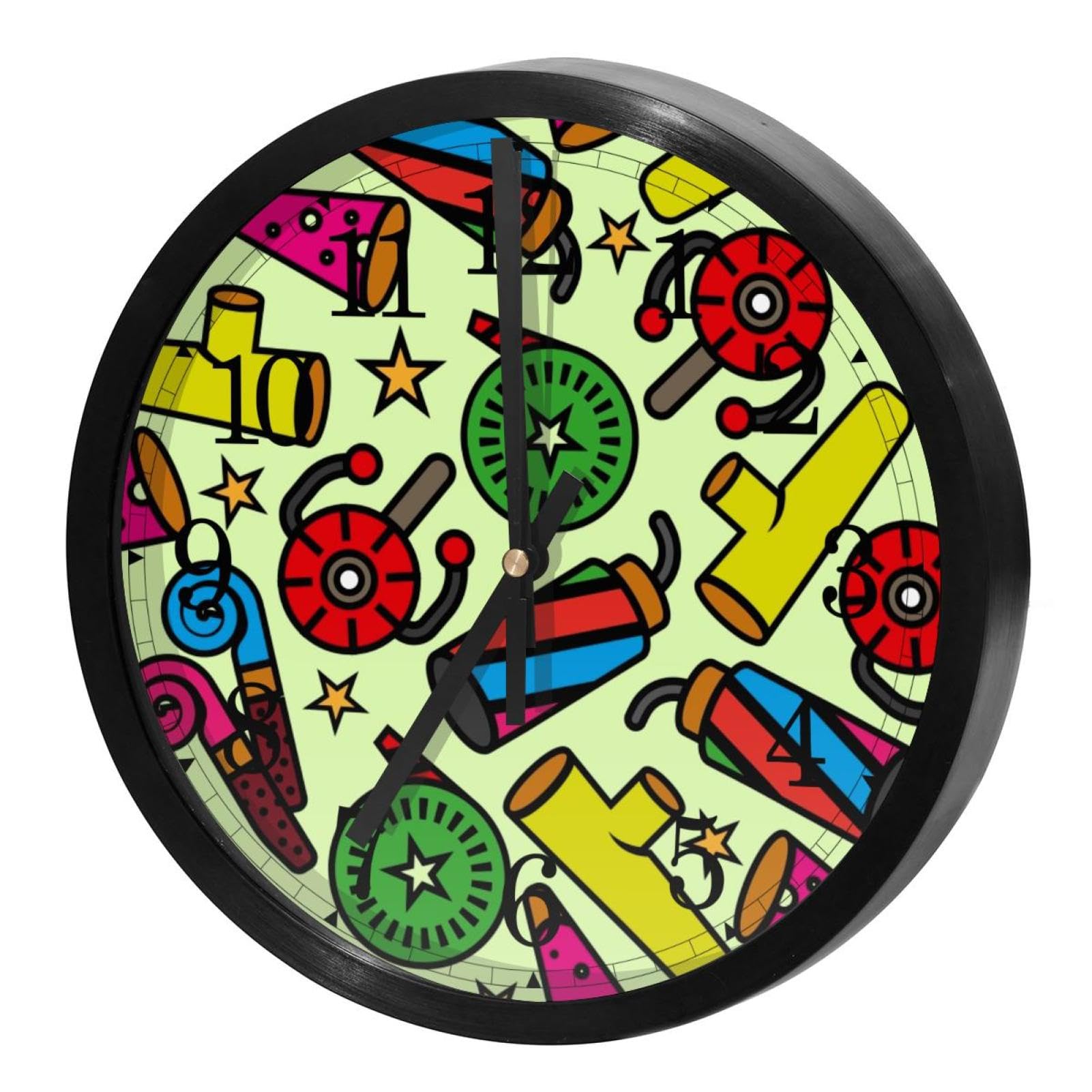 Horloge murale silencieuse anti-stress sans tic-tac jaune à quartz pour retrouver le calme