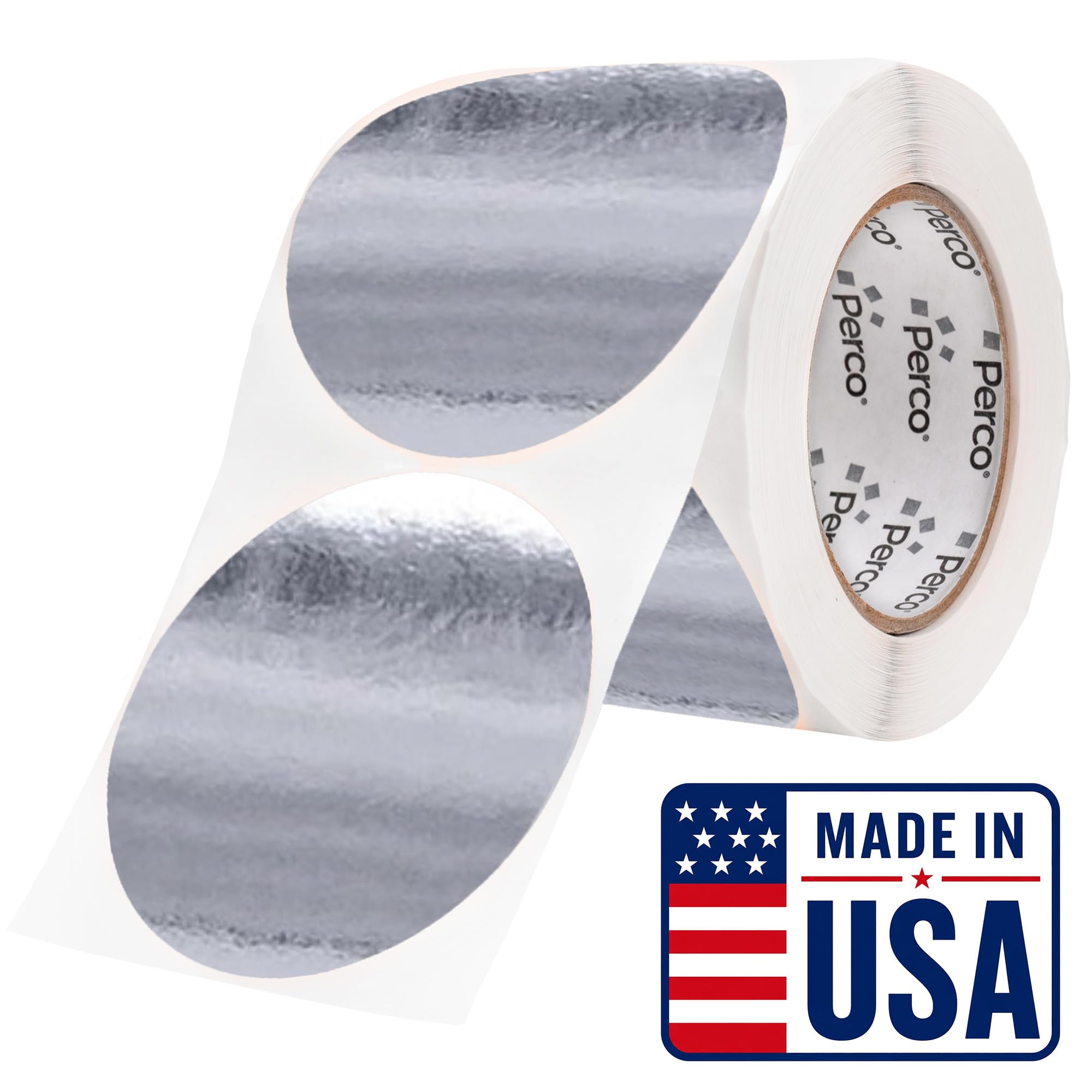Perco Metallic Silver Round Circle Dot Sticker 4-Inch Labels with Perforation for Easy Tear-Off - 400 Stickers/Roll - VIP, Priority &amp; Modern Display Labels, Event Signage &amp; Identification-Made in USA