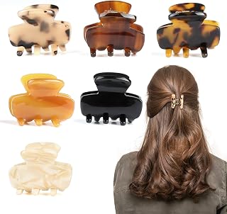 6pcs Small Hair Clips for Women, Medium and Thin Hair, Non-Slip Hair Clips, Turtle Cellulose Acetate Hair Clips for Women and Girls