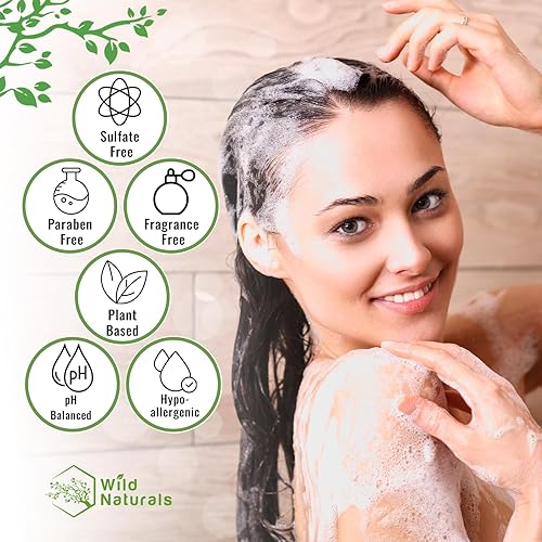 Miniatura 3 de Champú hidratante natural para el cuero cabelludo seco y con picazón, champú hidratante sin sulfato para la caspa con aloe vera y miel de manuka,
