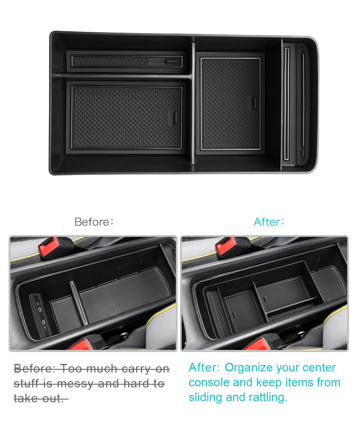 Boîte De Rangement Pour Accoudoir VW ID.3 & Cupra Born - Organisateur Console Centrale 2 Niveaux - Accessoire Auto Pratique