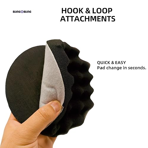 Miniatura 7 de 18 piezas 6 pulgadas almohadillas de pulido de esponja de gofre espuma almohadillas de pulido kit con gancho y bucle almohadillas de lijado 400 a