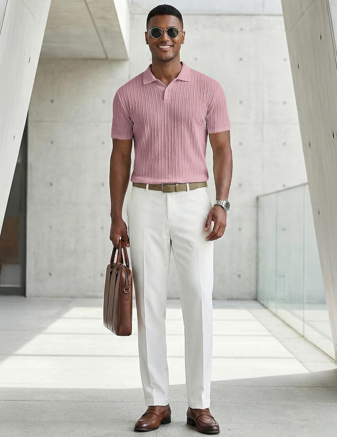 JMIERR Mens Casual Polo Shirt Summer Short Sleeve Vacation Button Beach Knit Stretchy Golf Shirts