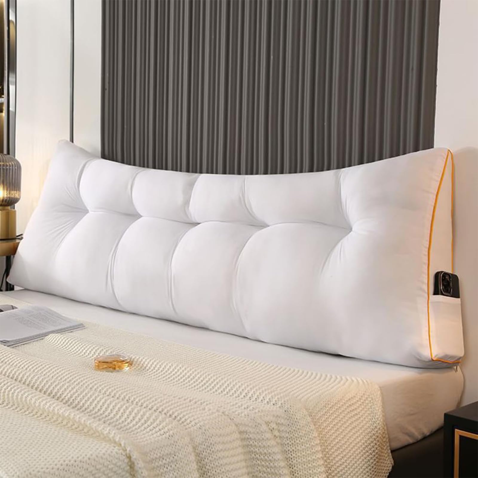 3,200cm, Headboard Support Bolster Pillow, Waist Backrest Cushion, Removable Triangular Wedge Headboard Cushion for Bedroom Couch