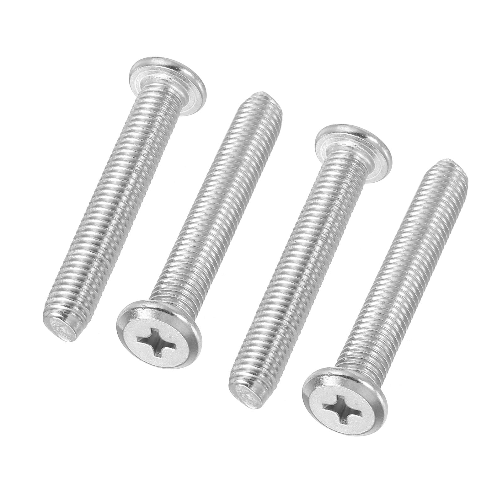 PATIKIL Flat Round Head Phillips Screws, 4 Pack M8-1.25 x 75mm Binding Screws 304 Stainless Steel 18-8 Full Thread