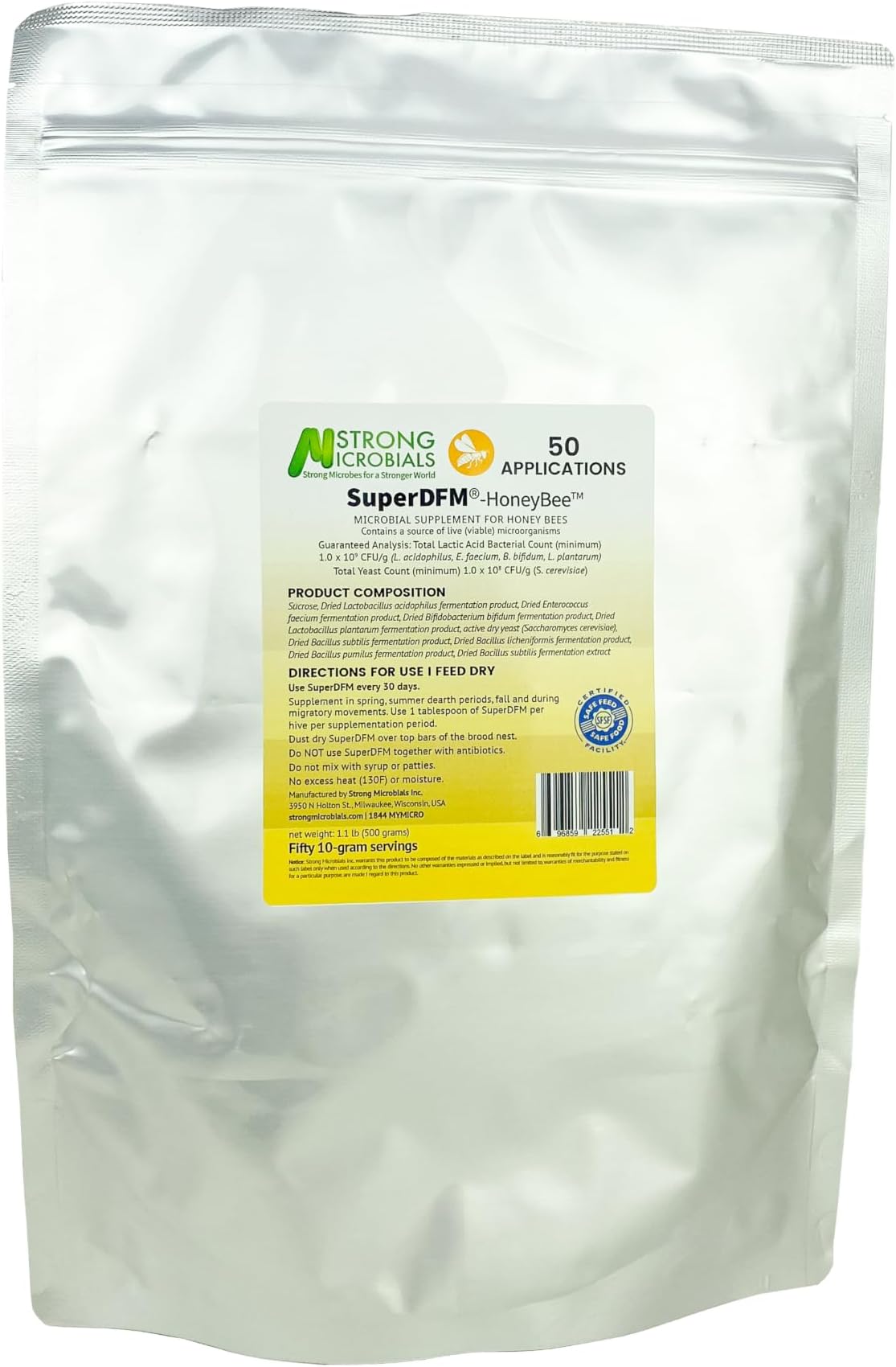 SuperDFM-Honeybee, Probiotic Supplement for Honey Bees, 50 Applications