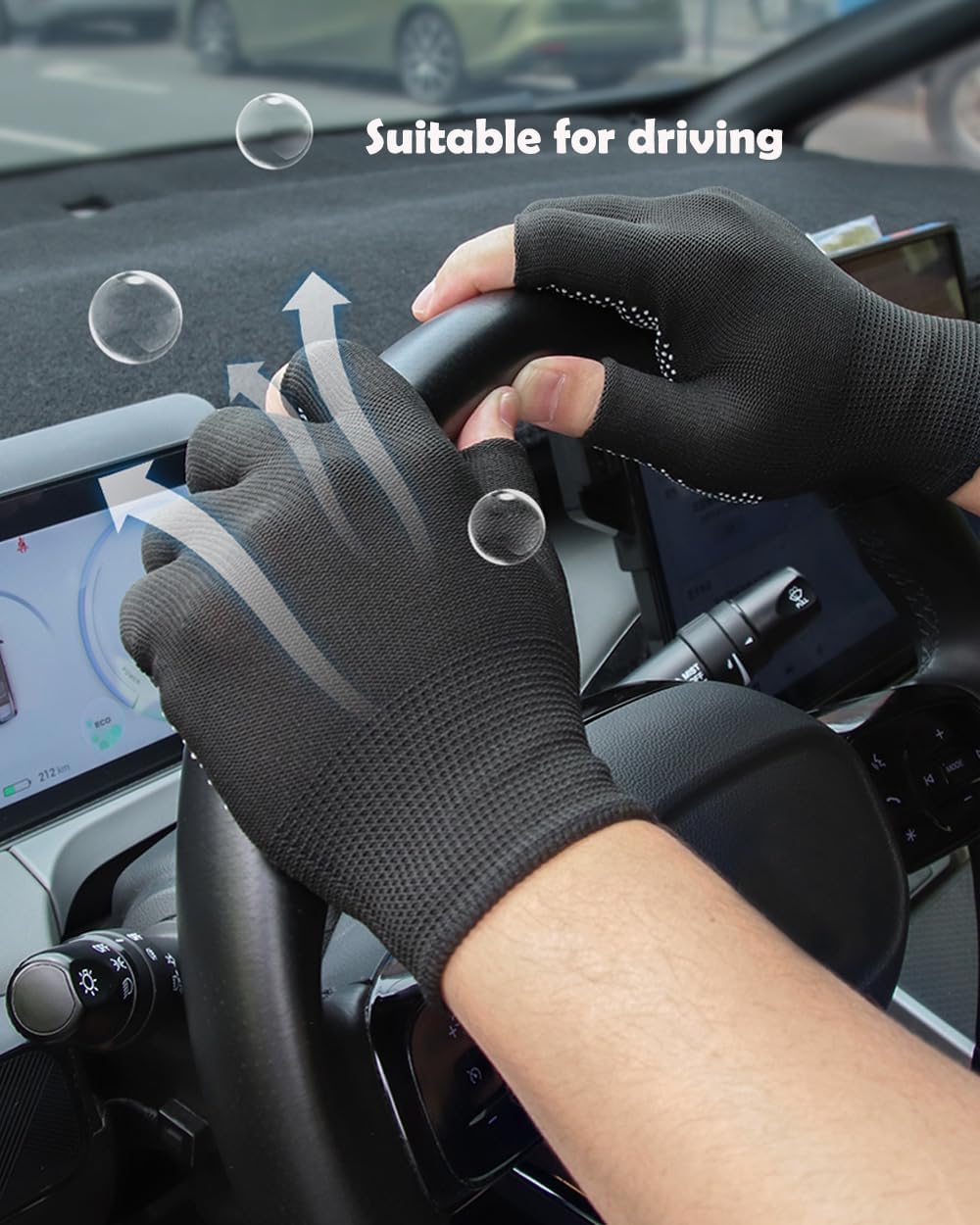 24 Pairs Fingerless Work Gloves Bulk - Half-Finger Gloves - Lightweight Thin Glove for Driving Cycling Working - Image 7