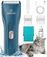 oneisall Quiet Cordless Cat Clippers for Matted Hair - Waterproof Pet Shaver with Guard Combs & Storage Bag, Green