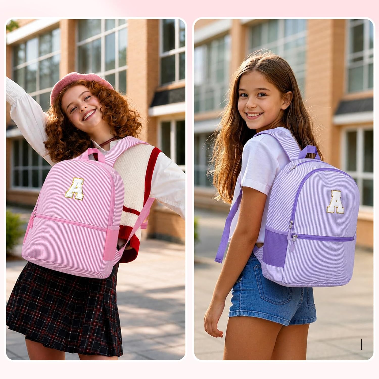 YOOLIFE Personalized Gifts Initial Birthday Gift Backpack Gift for Daughter Gifts for Sister Personalized Backpack Large Pink J