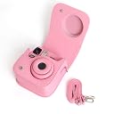 ZIKKON PU Leather Protective Camera Case Pouch Compatible with Fuji-Film Instant Insta-x Mini SE Instant Camera Carrying Bag with Adjustable Shoulder Strap- Pink gallery image
