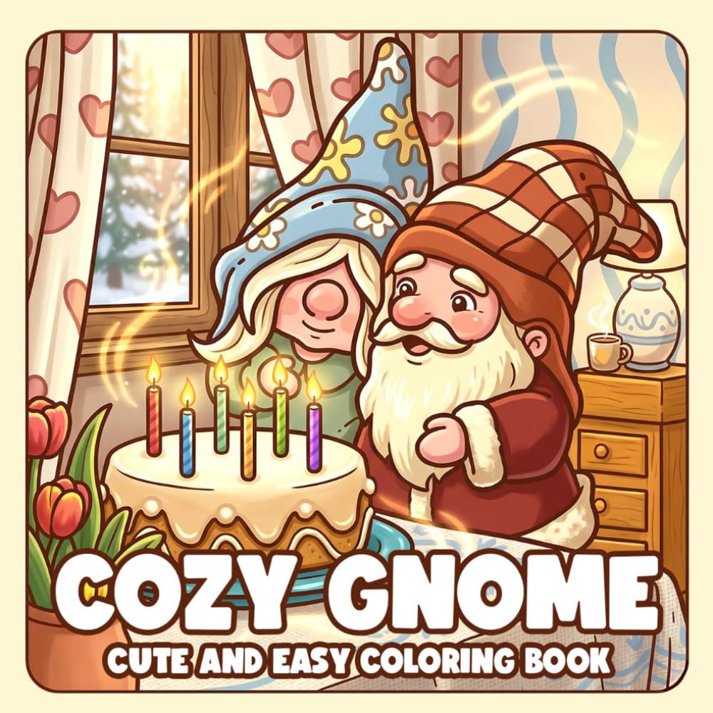 Cozy Gnome Coloring Book: Cute Forest Friends Coloring Pages for All Ages with Adorable Elf Characters, Cottage Scenes, Peaceful Nature Moments to Relax and Enjoy