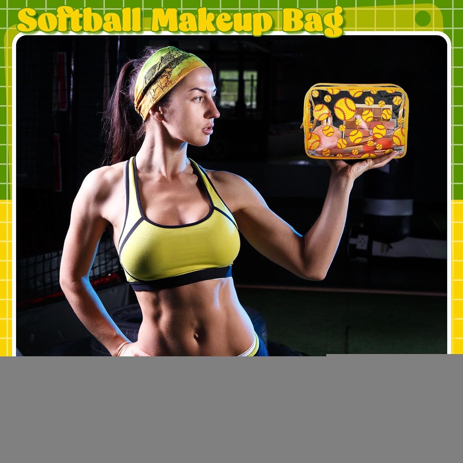 Kacctyen 20 Pcs Softball Team Gifts Bags Bulk Softball Cosmetics Goodie Bags Sport Party Accessories Clear Makeup Bag Waterproof Travel Pouch PVC Organizer Portable Toiletry Storage Case for Women - Image 4