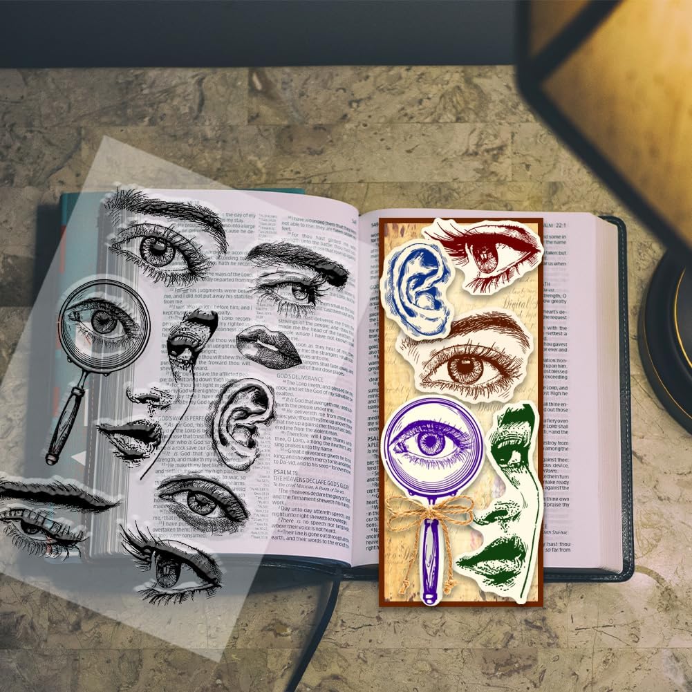 PH PandaHall Face Clear Stamp Five Senses Transparent Silicone Stamp Eye Eyebrow Lips Ear Noses Rubber Stamp Seals for Card Making Crafting Decoration DIY Scrapbooking Supplies 6.3x4.3 inches