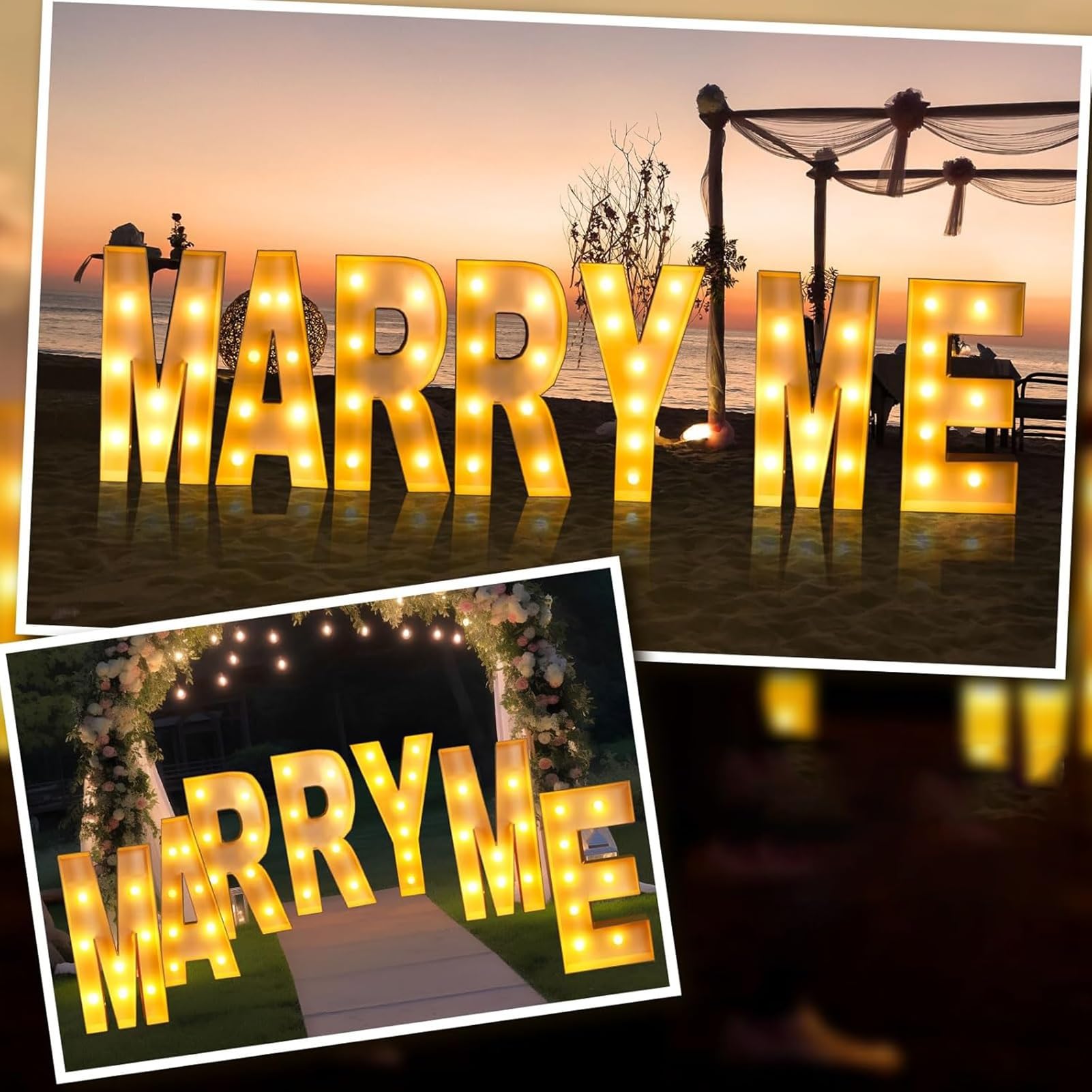 7-Teiliges Led-leuchtbuchstaben-Set Marry Me – Romantische Heiratsantrags- Und Jubiläumsfeier-Dekoration – Große Leuchtbuchstaben for Heiratsanträge(120cm)