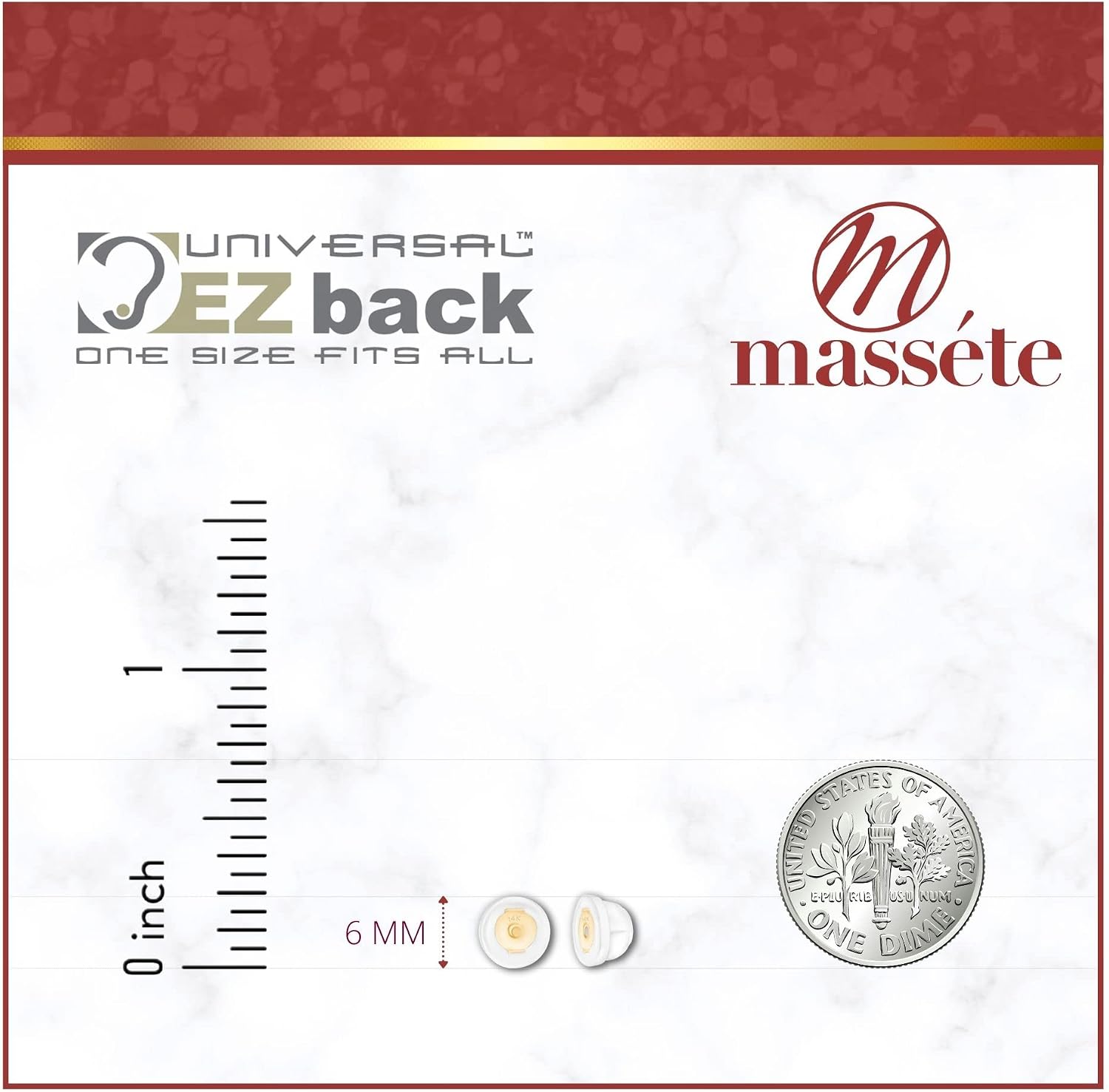 Universal EZback Earring Backs Soft Clear Silicone and 14k Yellow Gold Small 1 Pair