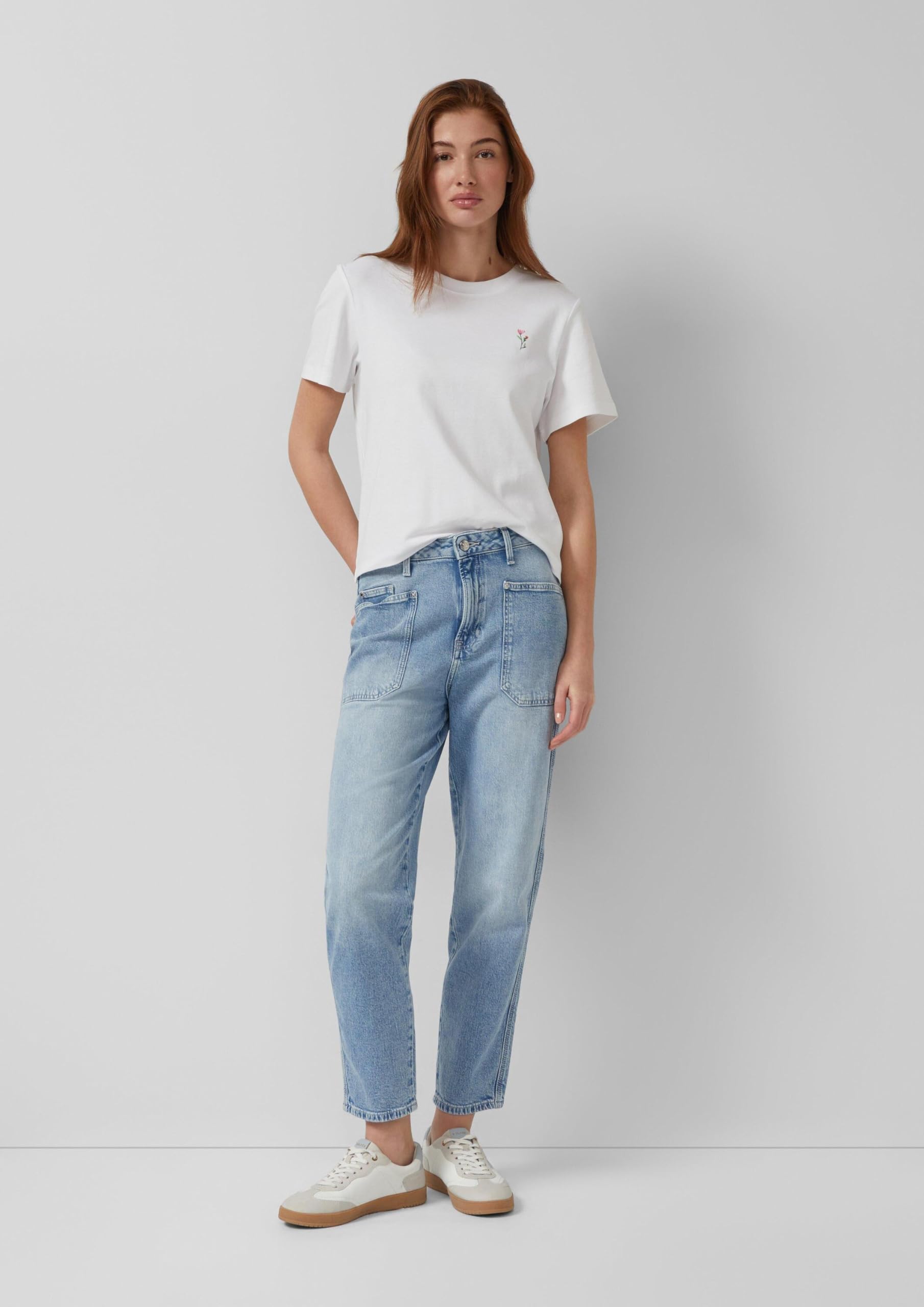 s.Oliver Damen Ankle Jeans, Mom Fit Ankle-Jeans Mom/Regular Fit/High Rise/Tapered Leg