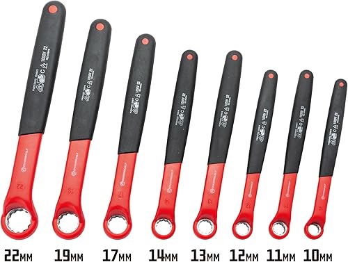 Miniatura 2 de Powerbuilt Juego de llaves VDE con aislamiento de extremo de caja de 8 piezas, clasificadas para 1000 V, tamaños de 0.394 in a 0.866 in, vehículos