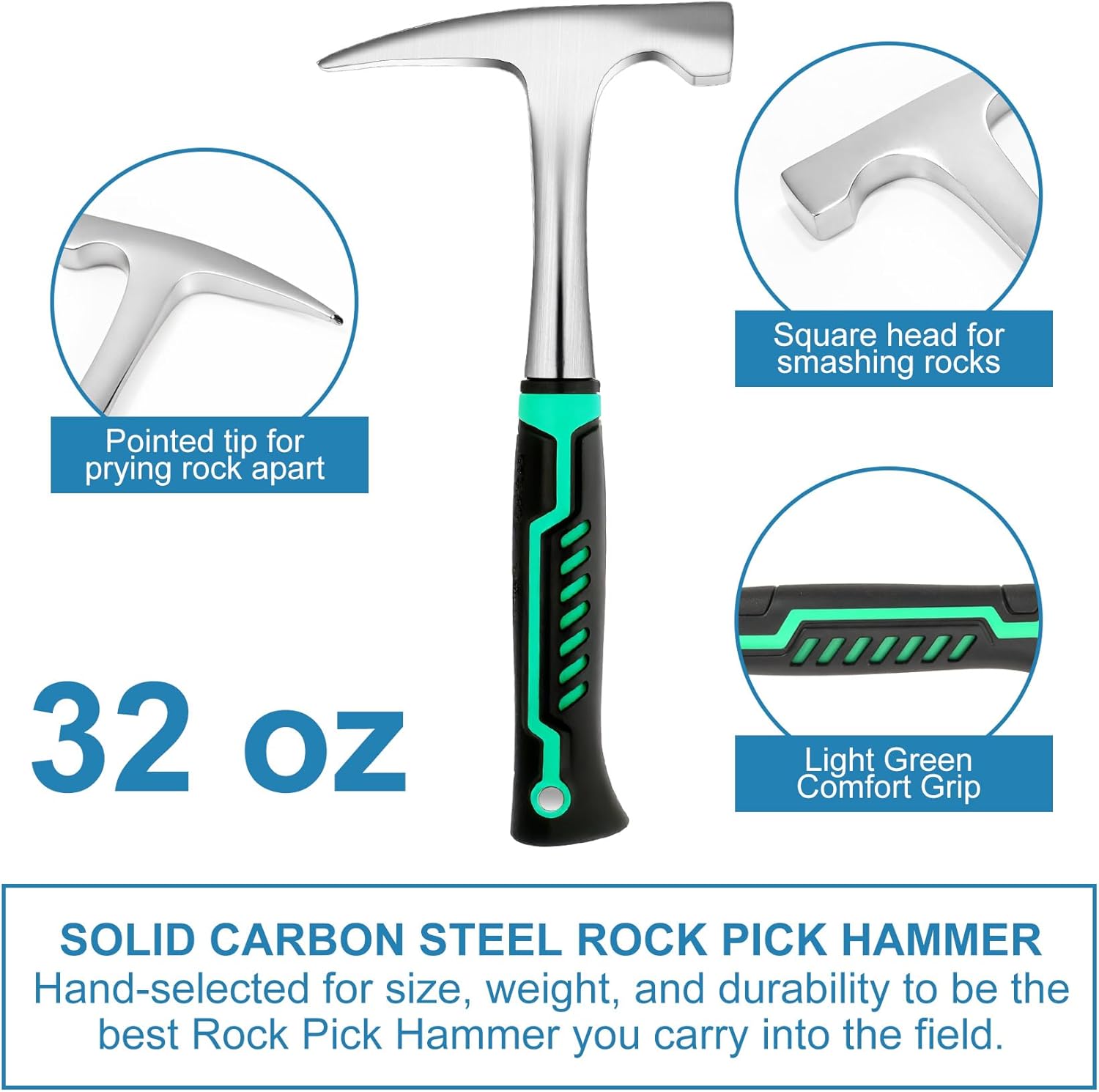 25PCS Rock Hammer Kit for Rock Hounding,Complete Geology Kit with Rock Hammer and Chisel Set,Folding Shovel,Gold Panning Kit,for Rock Hounding, Gold Mining