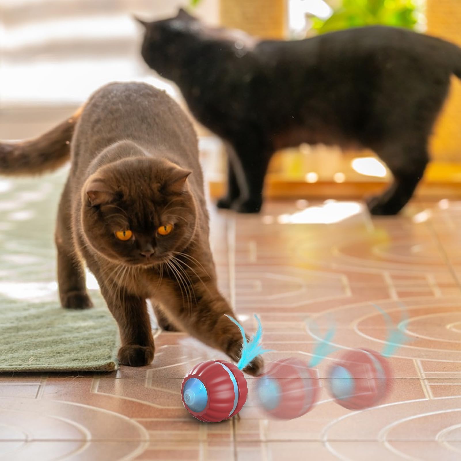 Katzenspielzeug, Automatisch bewegliches Katzenspielzeug, interaktiver Ball | Smart Kitten Accessories Beweglicher(Red)