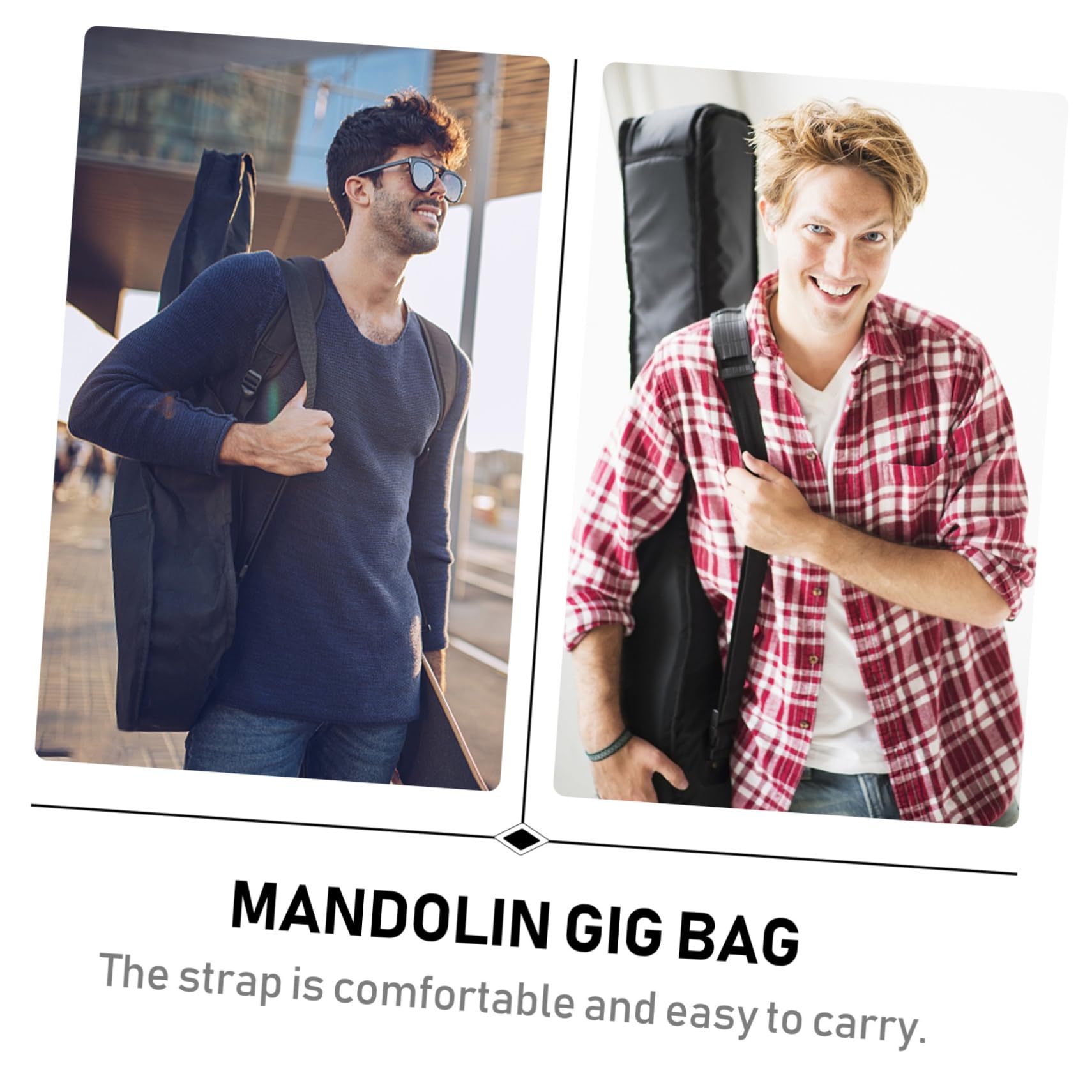 Paquet à Mandoline Imperméable en Nylon et Éponge Rembourrée Double Portage à Dos et Main