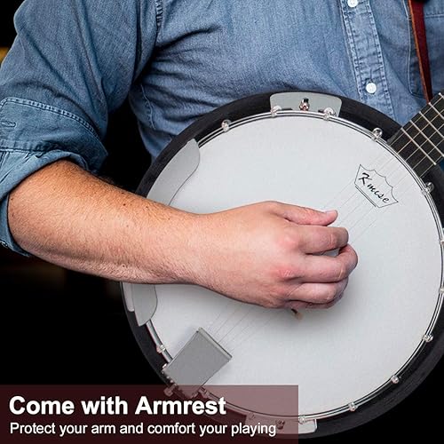 Miniatura 3 de Kmise, Juego de banjo profesional de 5 cuerdas, tamaño completo (Remo Drumhead)