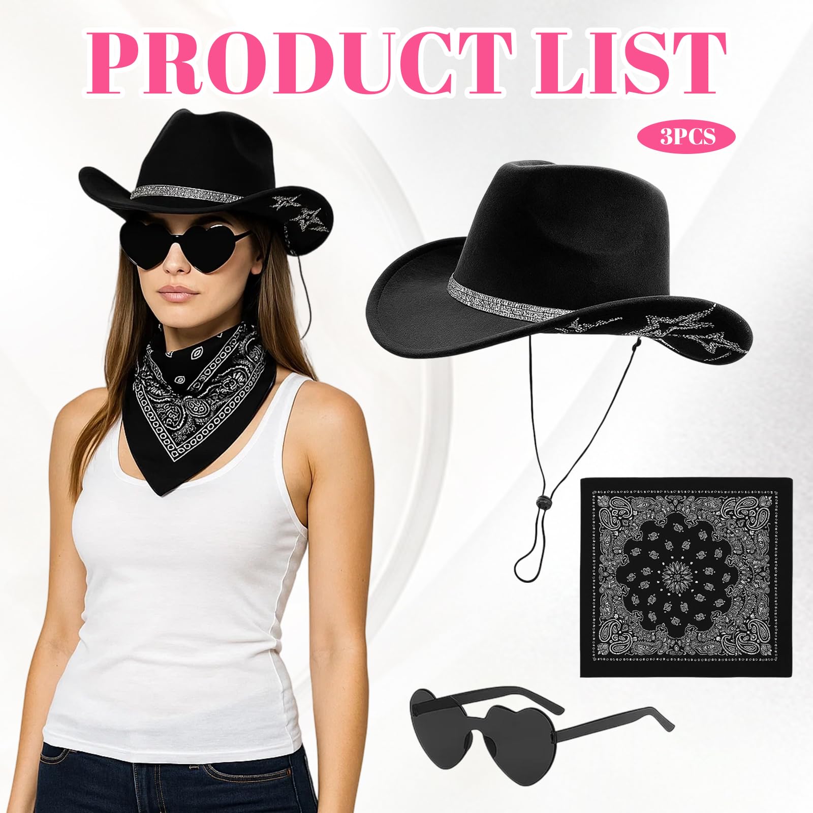 JaiZvt Black Cowboy Hat, Cowboy Hat Women - Image 3