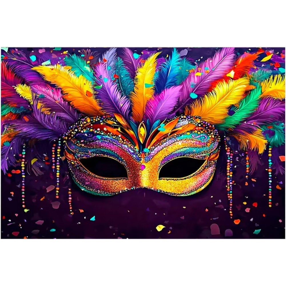 Baokuan Venetian Decoration Backdrop Carnival Masquerade Photography Backgrounds Mask Colorful Backdrop Party Decoration Banner Props