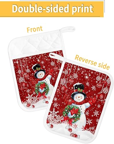 Miniatura 2 de Juego de 2 agarraderas de tela de toalla antideslizantes y con aislamiento térmico con bolsillo, guantes gruesos para horno, posavasos para hornear